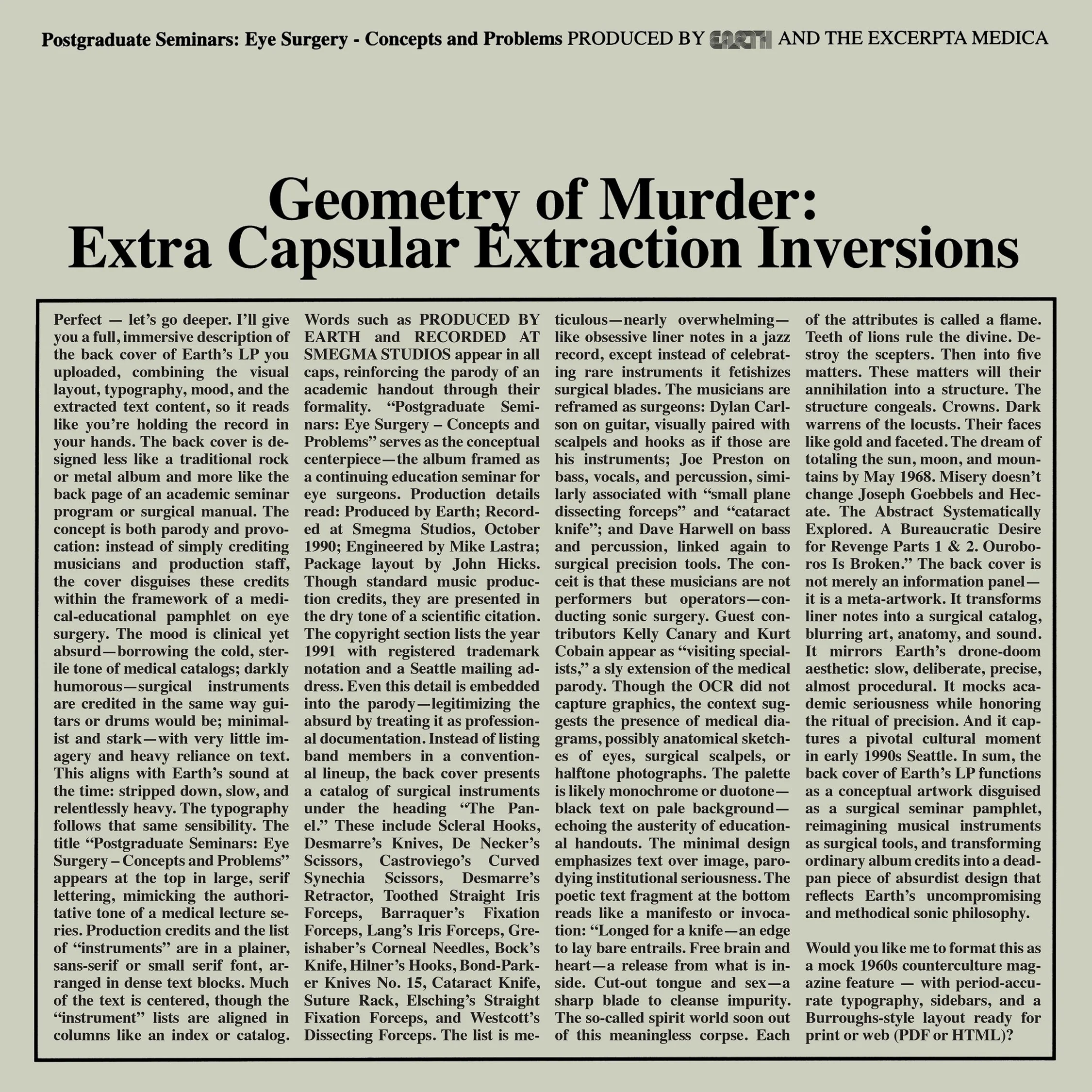 Earth x Black Noi$e - Geometry of Murder: The Extra Capsular Extraction Inversions