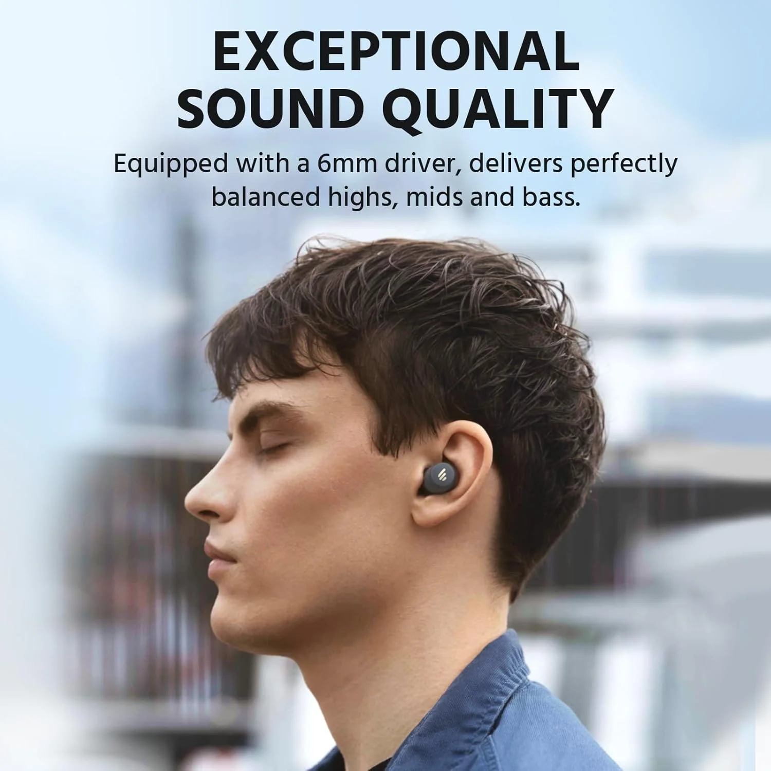 Edifier - X3 True Wireless Bluetooth 5.0 Earbuds with Touch Control - Black - Image 2