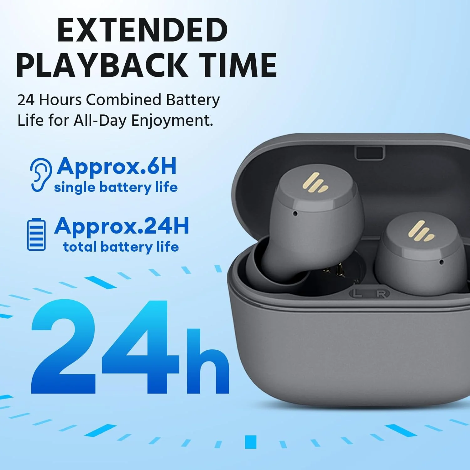 Edifier - X3 True Wireless Bluetooth 5.0 Earbuds with Touch Control - Black - Image 6