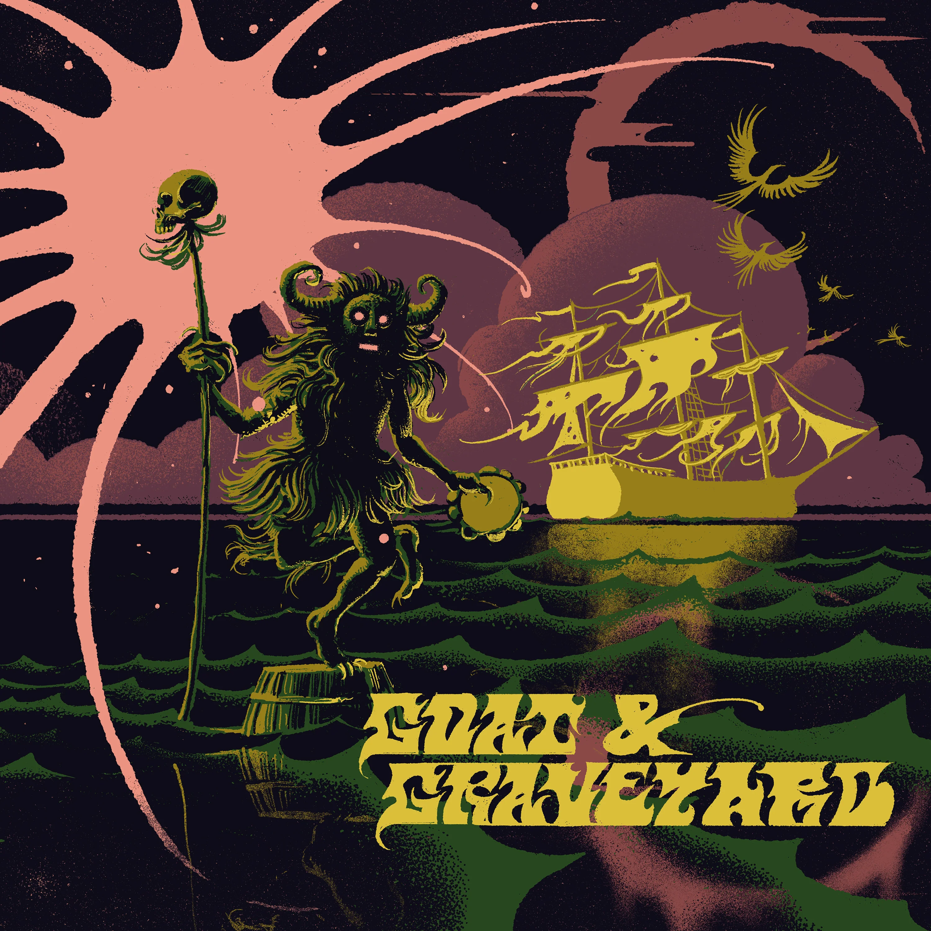 Goat & Graveyard - a ship of fools/light as a feather - 7" Purple Marbled Vinyl  [RSD 2025] - Image 2