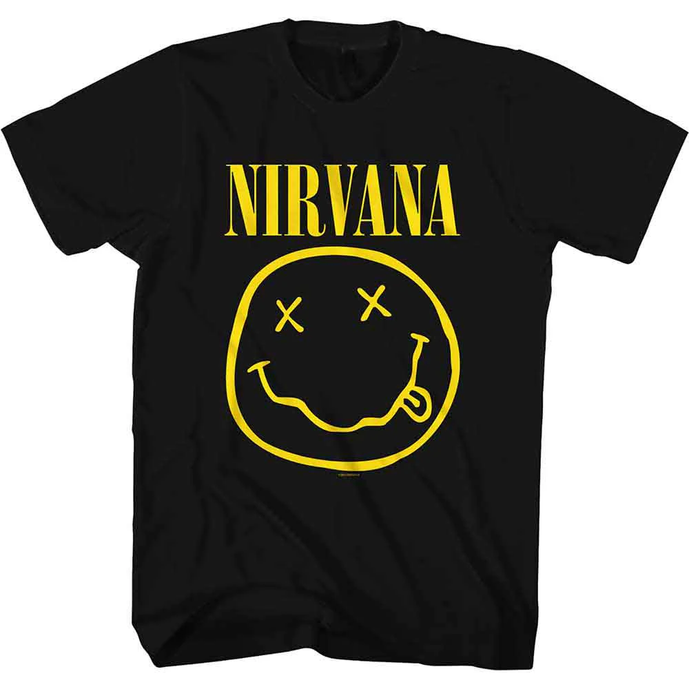 Nirvana - Yellow Smiley Black T-Shirt