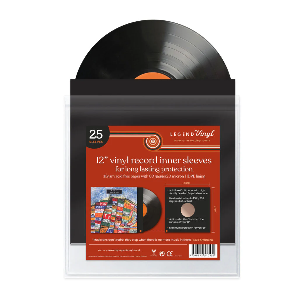 Pack of 25 HDPE lined black acid free kraft paper LP inner sleeves - Image 2