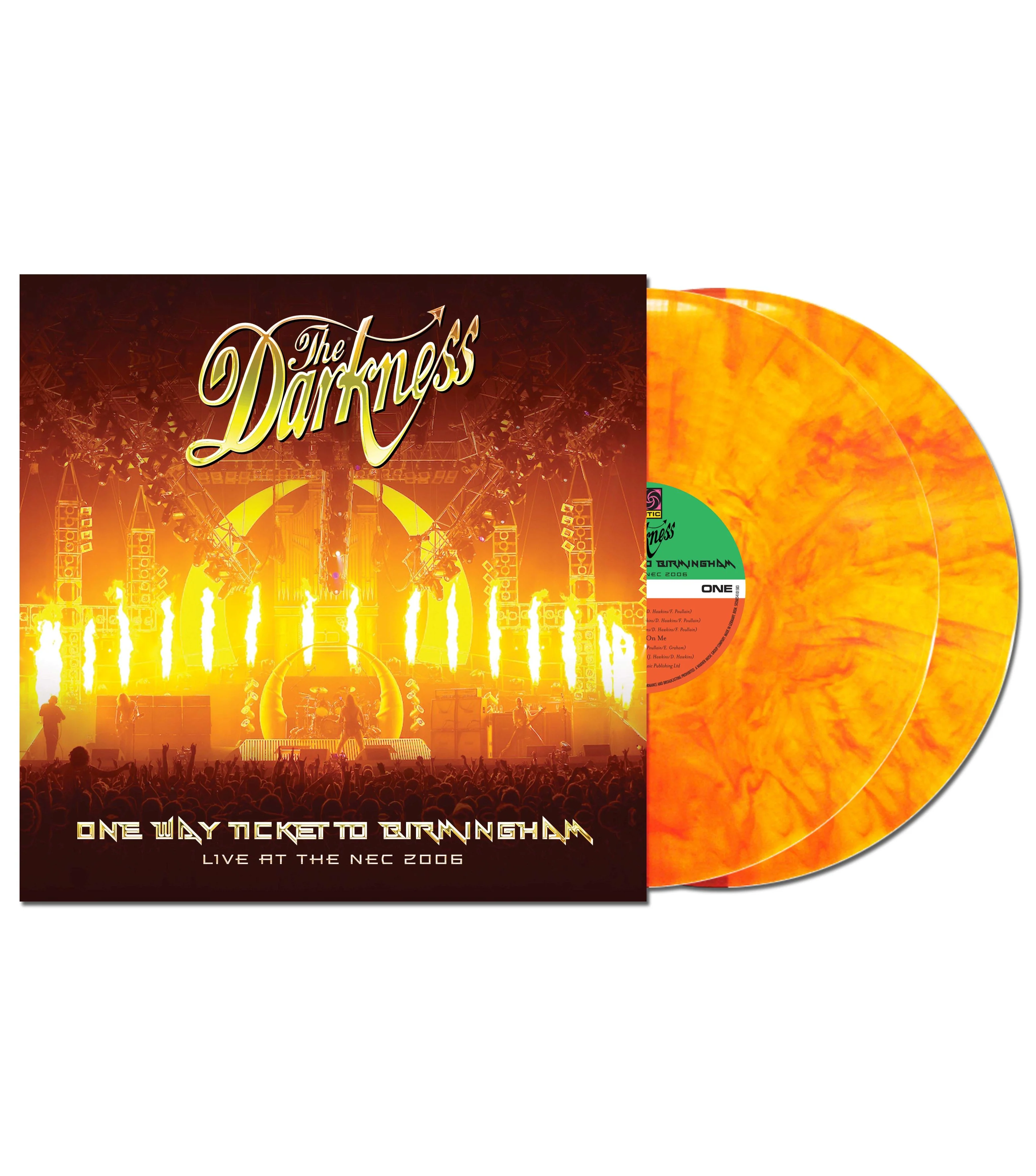 The Darkness - One Way Ticket To Birmingham (Live at The NEC, Birmingham, February 19, 2006) - 2LP - Red & Yellow Marble Vinyl  [RSD 2026]