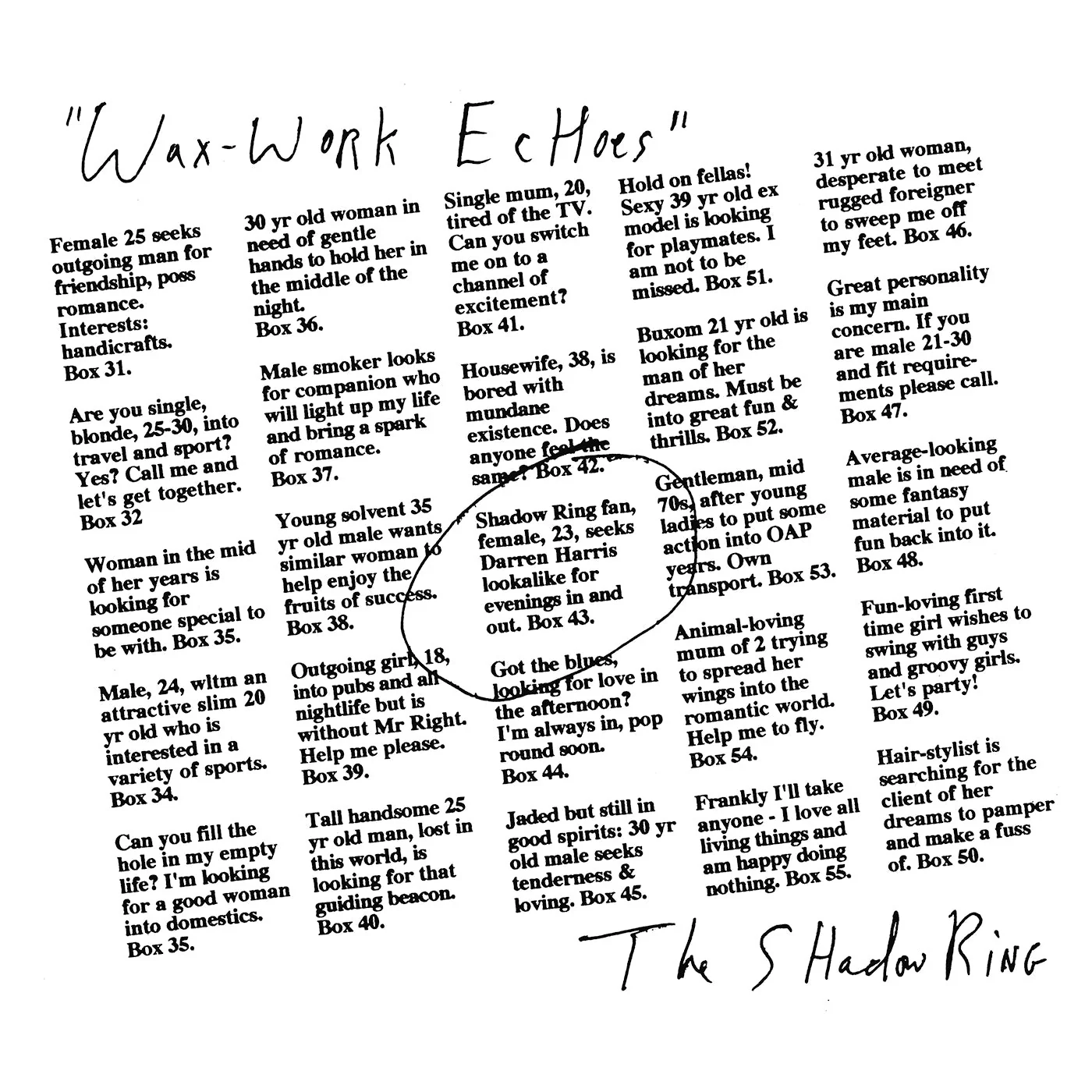 The Shadow Ring - Wax-Work Echoes (2025 Reissue)