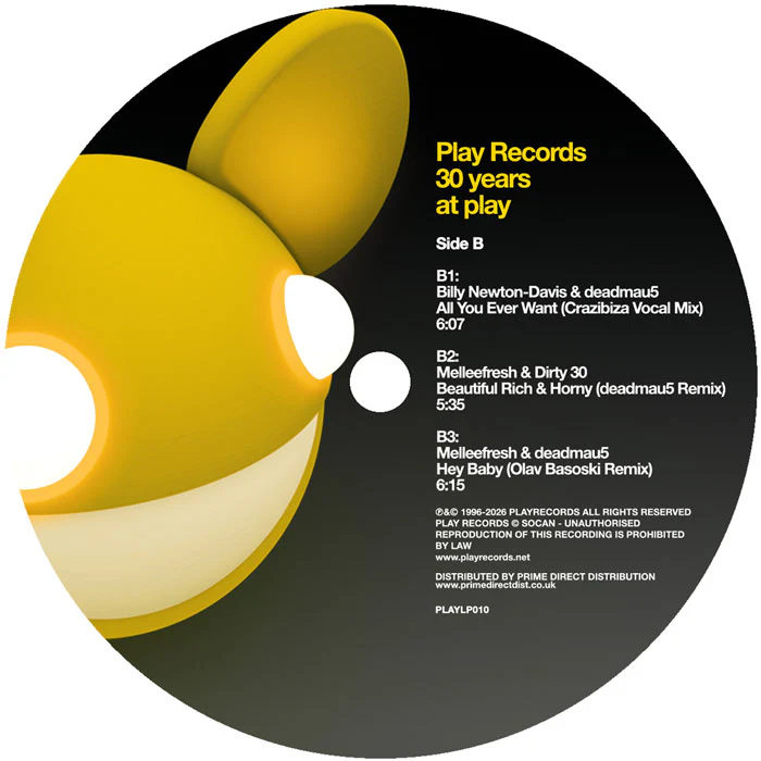 Various Artists - deadmau5 / MelleFresh - deadmau5 / MelleFresh - Play Records: 30 Years at Play - 2LP - Transparent Yellow Vinyl  [RSD 2026] - Image 3