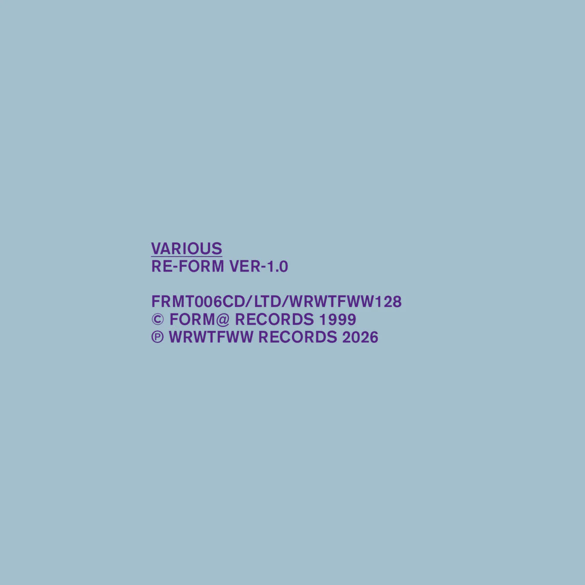 Various - Re-Form Ver-1.0