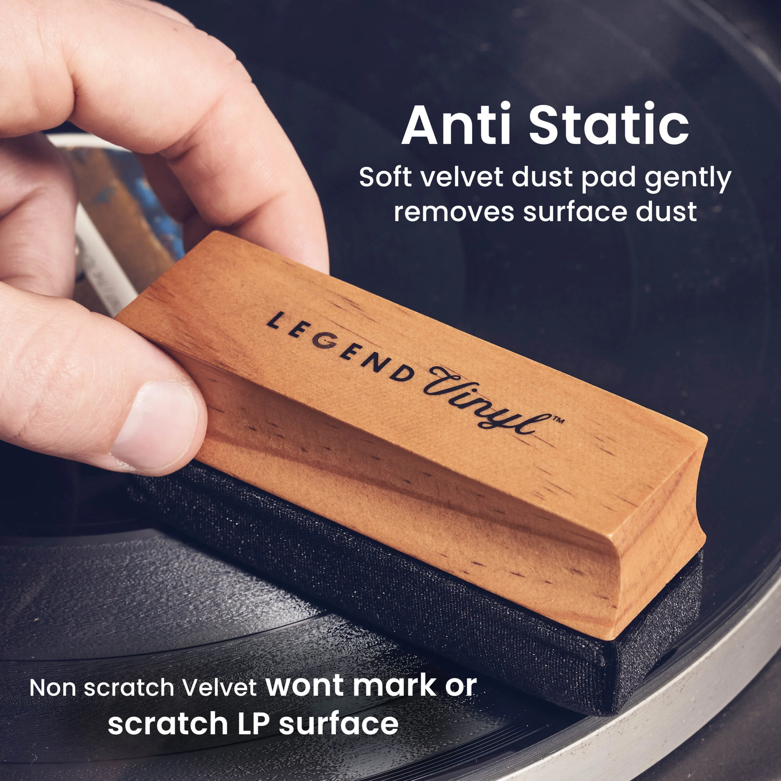 Velvet Anti Static Cleaning Brush with Wooden Handle - Image 4