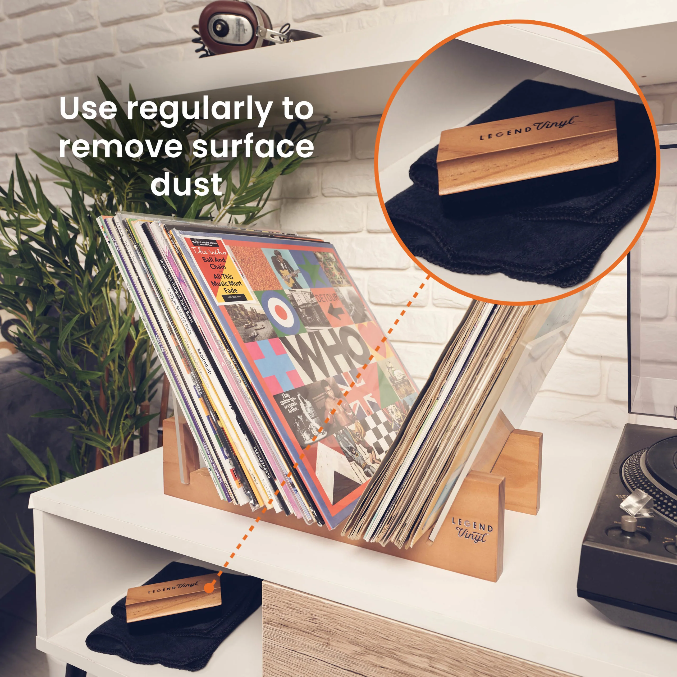Velvet Anti Static Cleaning Brush with Wooden Handle - Image 5